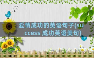 爱情成功的英语句子(success 成功英语美句)